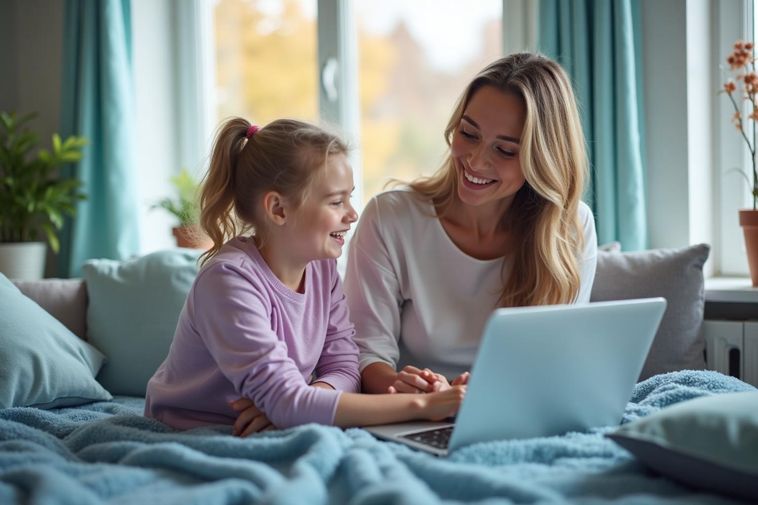 Rodzina z dzieckiem przy komputerze